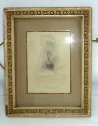 Buy Antique Celluloid Sailboat Painting Painted Sail Boat Ship Fortunatus GessoFrame • 10£