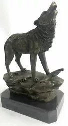 Buy Bronze Statue WOLF Whining Mascot Garden Sculpture Yard Gift/ Decor Hand Made • 102.95£