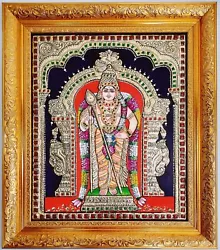 Buy Murugan Tanjore Painting Teakwood Frame Indian Art Gift Handmade Artwork • 196.61£