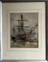 Buy Antique Watercolour Painting Busy Harbour Scene C1900 INDISTINCTLY SIGNED • 48£
