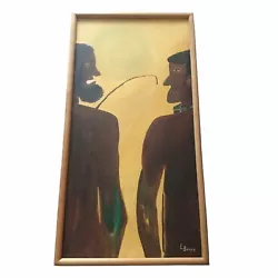Buy Gay  LGBT Naive Art Canvas Oil Painting  Signed VTG Muscle Muscular Man Shower • 115.76£