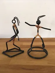 Buy 2 X Black Metal Wire Rattan Wrapped African Figurines • 10.50£