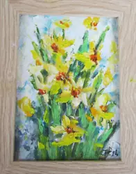 Buy Flower Daffodils Painting Original Landscape Impressionism Collectible Signed • 115.76£