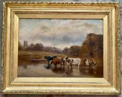 Buy Antique  Gilt Framed Signed  ( W Tippet 1903) Cattle /cow Oil Painting On Canvas • 499£