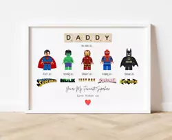 Buy Personalised Daddy Dad Fathers Day Gift Grandad Superhero Hero Marvel Print • 6£