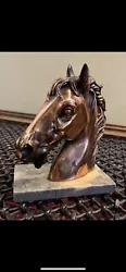 Buy Sculpture Spelter Bronze Patine Antique Art Deco Beautiful Horse Head Marble • 79£