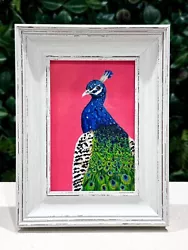 Buy Peacock Oil Painting-FRAMED Realism Bird Original WildLife Artwork Home Decor • 90£
