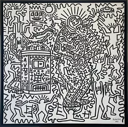 Buy Keith Haring (After) 'Untitled' Black & White Acrylic On Canvas Graffiti Pop Art • 6,314.88£