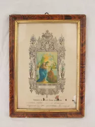 Buy Antique Certificate With Chromolithography, Communion 1884, Flamed Shellac Frame • 17.13£