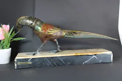 Buy ART DECo French Metal Marble Base Pheasant Bird Gilly Sculpture Statue • 475.18£