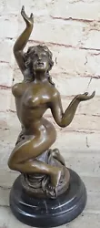 Buy Handmade Nude Erotic Nymph Bronze Statue Figure Marble Sculpture Figurine Art • 157.25£