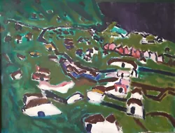 Buy Framed Mid Century Abstract Oil On Canvas Village Bay St Kilda Malcolm Bayne • 49.99£
