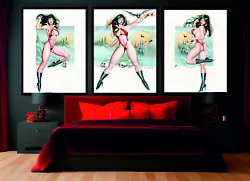 Buy Set Of 3 Gonzalo Mayo - Vampirella Triptych Painting  1980 Reprint Movie Poster  • 199£
