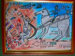 Buy PICASSO Style War PAINTING Today!  S.O.S. Verses Machines. USA Featured Weapons  • 4,500£