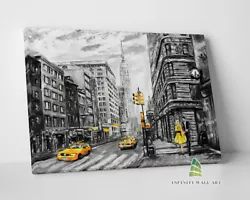 Buy New York Yellow City Canvas Art Oil Painting Wall Art Print Picture Decor.--D864 • 9.41£