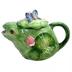 Buy Vintage Signed Majolica Pottery Frog  Butterfly Capodimonte Teapot Made In Italy • 35.25£