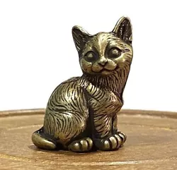 Buy Brass Cute Cat Animal Statue Small Sculpture Tabletop Figurine Home Decor Gifts • 10.70£