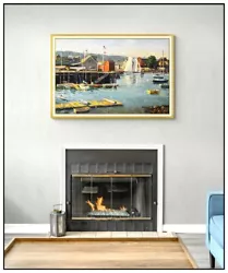Buy Stapleton Kearns Large Original Painting On Canvas Harbor Boat Framed Signed Art • 5,823.52£