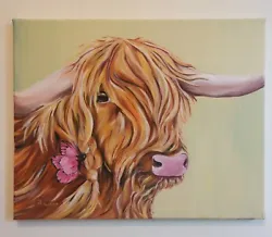 Buy Artist Studio Clearance Original Oil Painting, Butterfly, Highland Cow 50x40cm • 150£