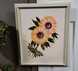 Buy Ooak 23 X19  White Wooden Framed, Handpainted, Oil On Canvas, Sunflower Wall Art • 496.07£