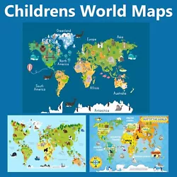 Buy Children's World Maps Posters Gift Educational Print Up To A1 Size • 0.99£