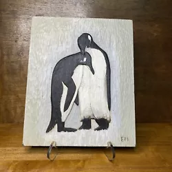 Buy Vintage Penguins Wood Carving Hand Made Wall Plaque 14 Inch Carved Wooden Art • 29.28£