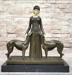 Buy Genuine Bronze Art Deco Friends Forever Lady With Dogs Statue By Chiparus Decor • 277.44£