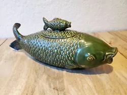 Buy Rare Vintage Oscar De La Renta Sage Green Container Carp Koi Fish With Baby Lid • 1,417.49£