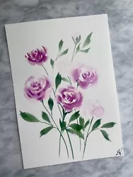 Buy Rose Flowers | Original Hand Painted Watercolour Painting | Floral | Signed • 25£