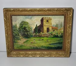 Buy Vintage 17in X 13in Signed SAH Oil On Board Painting In Gilted Frame Children • 90£