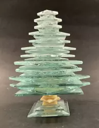 Buy Stacked Blue/Green Glass Art Pine Christmas Tree Sculpture 5.25” X 4  READ • 37.21£
