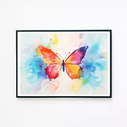 Buy Abstract Butterfly Colour Painting Illustration 7x5 Retro Decor Wall Art Print  • 3.95£