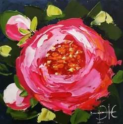 Buy Pink Peony Painting Flowers Wall Art Impasto Oil Original Art 3D Art 4x4  • 24.66£