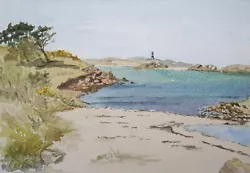 Buy Framed Original Watercolour Isles Of Scilly Beach Landscape Lighthouse R Parry • 29.99£