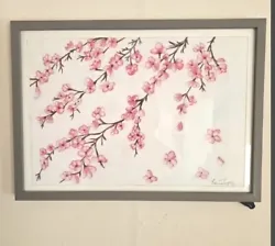 Buy Original Acrylic Painting Signed Framed A4 Size Cherry Blossom Pink Flowers • 95£