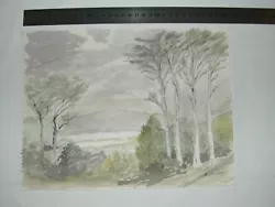 Buy GREY SKY TREES ON RIVER HILL SIDE Scottish Mountain Vintage Watercolour Painting • 2£