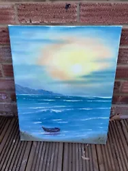 Buy 🎨 Rowboat On The Beach On Canvas Bob Ross Style Painting UK Artist 20 X16  • 19.99£
