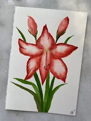 Buy Amaryllis Flower| Original Painted | Watercolour Painting | Botanical | Signed • 16£