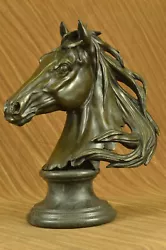 Buy Real Bronze Metal Statue On Marble Bust Horse Head Equestrian Western Sculpture • 318.96£