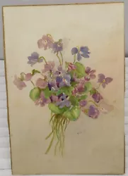 Buy Original Watercolor Painting Of Flowers On Rigid Cardboard With Signature V.G.B. • 16.68£