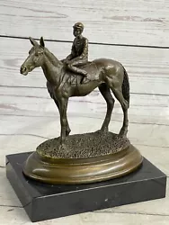 Buy Bronze Delaware Park Horse Racing Equestrian Bronze Jockey On Race Horse Decor • 131.97£