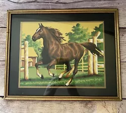 Buy Vtg Framed Paint By Numbers Running Horse Painting 14.5x12” • 24.80£