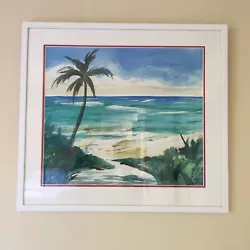 Buy Anne Mimmi Sammis Palm Tree On Beach Watercolour • 49£