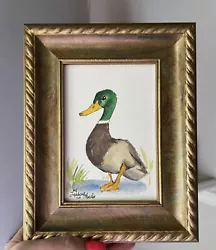 Buy ORG, Duck Lovers, Mallard Watercolor, Painting, Framed Vtg, Rustic, Gold Leaf • 70.28£