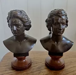 Buy Beethoven & Mozart Antique Piano Composer Bronze Busts Sculptures 1930s  • 90£