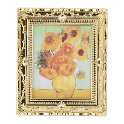 Buy (Sunflower) Miniatures Oil Painting Golden Frame Exquisite High Light • 3.40£