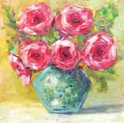 Buy Still Life Roses Oil Paintings. Flowers Oil Painting Original. Without Frame. 20x20 Cm • 58.45£