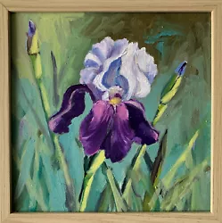 Buy Iris. Flower Original Oil Painting Framed Ready To Hang.Wall Art Decor • 105£