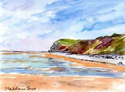 Buy Blue Anchor Beach Somerset 5.5  X 7.5  Original Watercolour Painting • 10£