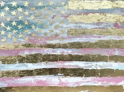 Buy Original AMERICAN FLAG Gold Leaf Art Canvas Painting 30x40'' Ready To Hang • 1,973.40£
